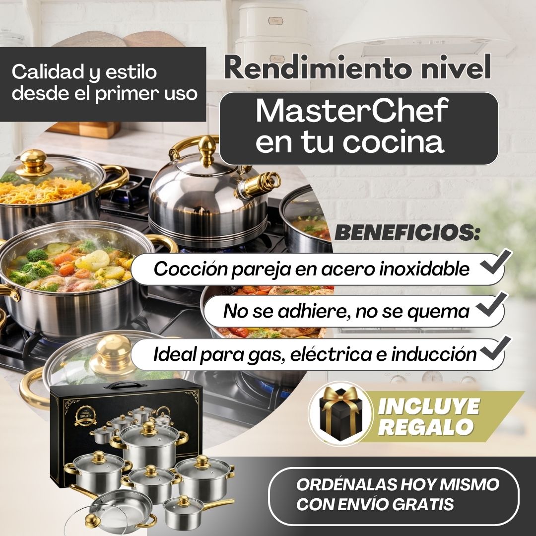 Ollas Acero Inox 12 piezas 💎 MasterChef 🎁GRATIS Regalo