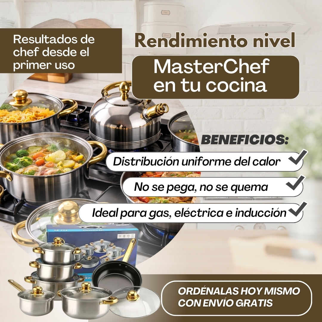 Ollas 12 piezas - 💎MasterChef Ollas Acero INOX